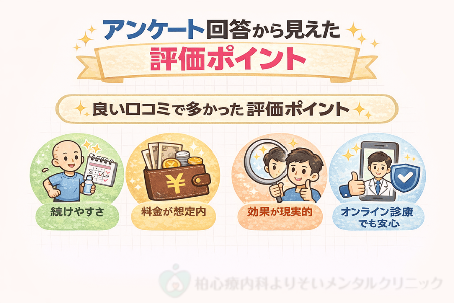 アンケートからDMMオンラインクリニックAGAの良い口コミ・評判